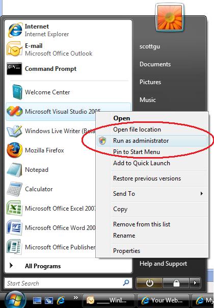 Scottgu S Blog Tip Trick Using Iis7 On Vista With Vs 2005