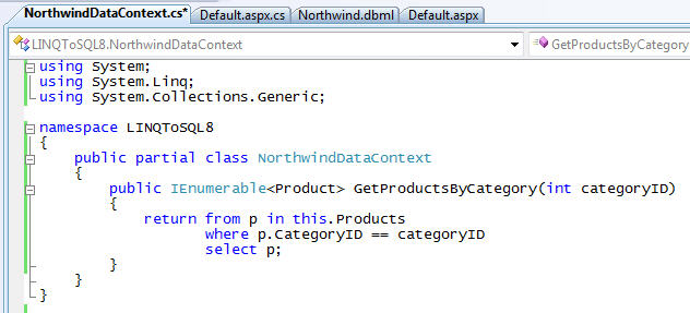 Dbml execute stored procedure with parameters