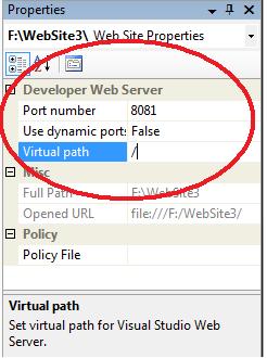 如何在VS 2005 SP1中使用VS的web服务器运行一个相对于根目录“/”的网站